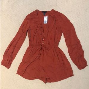 Forever 21 Long Sleeve Rust Romper (M) *NEW*